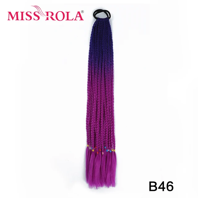 Synthetic Chignon Hair 60cm Hair Color Gradient Dirty Braided Ponytail Women Elastic Hair Rubber Band Hair Accessories Headband B46