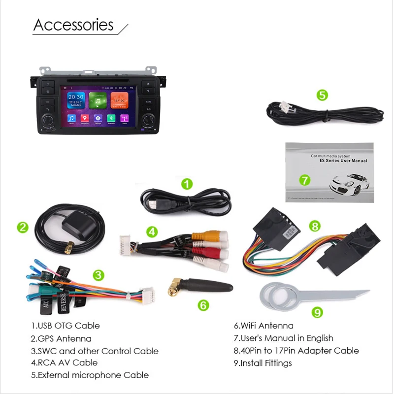 Perfect Newest Android 9.0 Octa Core 4G RAM 64G ROM GPS Navigation 7 " Car DVD Player for BMW E46 M3 1998-2006 with Radio/Bluetooth/RDS 19
