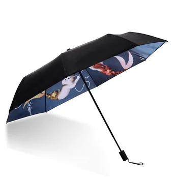 

Black Women's Umbrella Mini Fashion Sun Protection Creative Men's Umbrella UV Protection Sombrilla Para Sol Rain Gear W