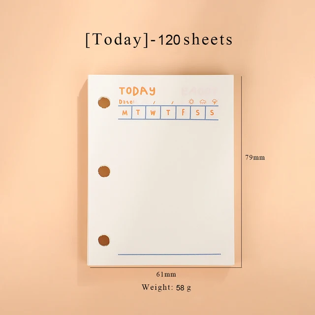 Cute Transparent Mini Loose-leaf Notebook Creative Portable Pocket Hand Book 3 Ring Binder Kawaii School Supplies Stationery Today 120 sheets