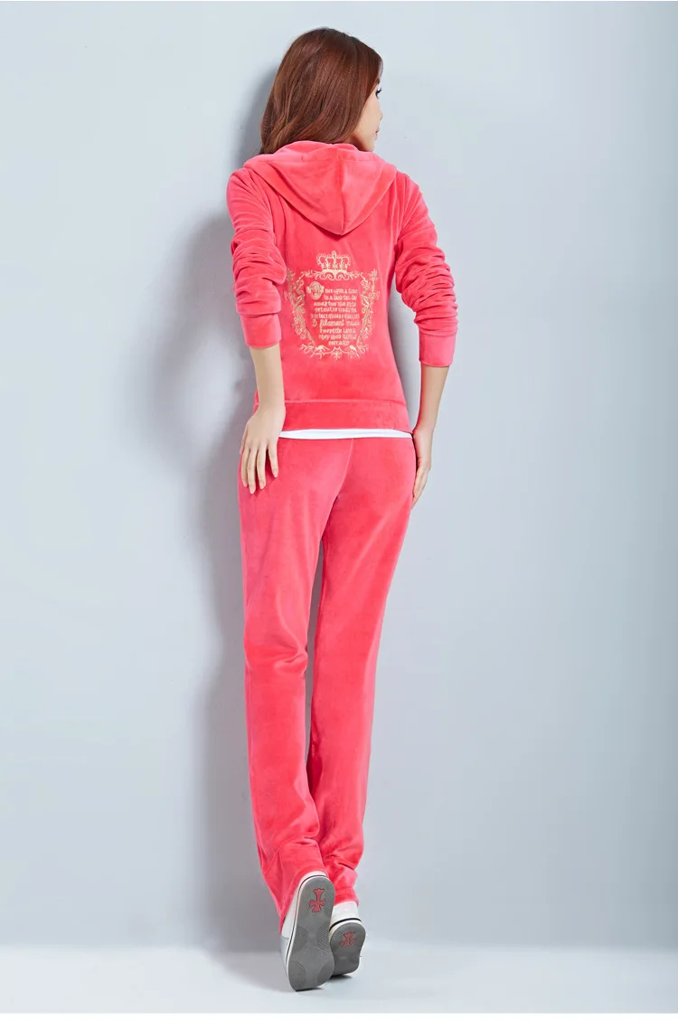 Комплект из 2 предметов; женская одежда; Conjunto Feminino; велюровый спортивный костюм в винтажном стиле с капюшоном; Бархатный спортивный костюм с принтом; одежда для отдыха; одежда для бега; Femme
