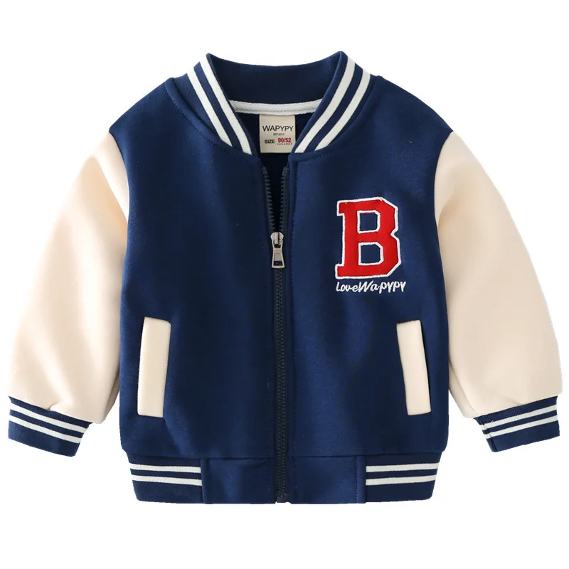 Kids Sweater Kids Hoodie Sweatshirts Autumn Spring Children Clothing Baby Boys Casual College Fluffing Style Zipper Sweater Baseball Uniform Letter Print Coats