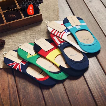 

Summer Invisible Mens Socks Harajuku Literary Socks Flag Shallow Silicone Antiskid Boat Socks Cotton Breathable Sweat-absoring