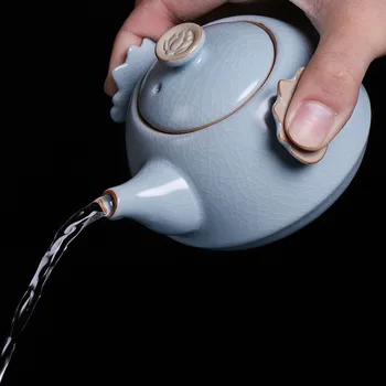 

Gracked Glaze Ru Tea Pot Single Teapot Ceramic Filter Household Single Kung Fu Tea Pot Binglie Kettle Tea Pot Tea Set Siteel