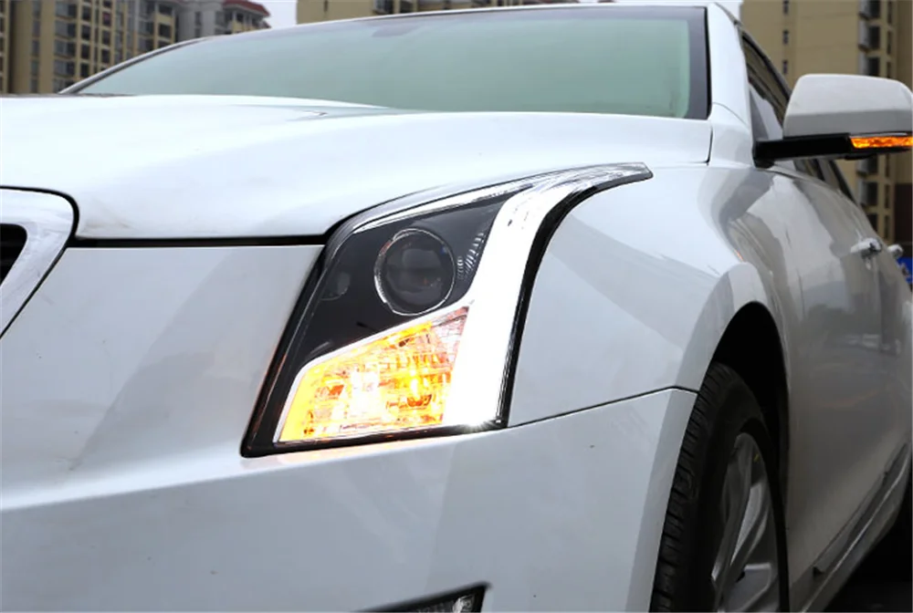 Пара для Cadillac ATS светодиодный фары- ATS HID фары биксеноновые фары Противотуманные фары Дневные ходовые огни двойные линзы