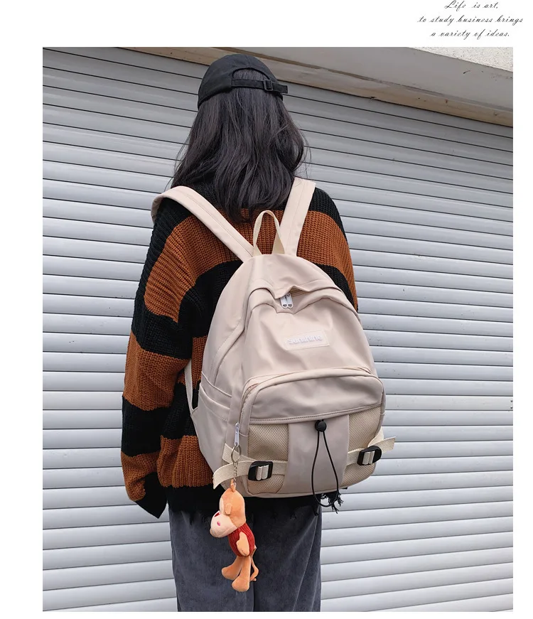 Stylish Backpacks luxury Backpack Women Large Capacity Solid Color Oxford Waterproof School Bag Travel Doll Pendant Rucksack Bagpack for Teenage Girls cool everyday backpacks