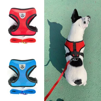 

Dog Harness with 1.2m Leash Set Adjustable Anti-Slip Breathable Vest Harness with Leash Set for Small Medium Dogs Cats Outdoor