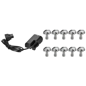 

10X D-Ring 1/4Inch Mounting Mount Screw Thread for Camera Tripod 1x D-Tap to Lp-E6 Fully Decoded Dummy Battery Adapter