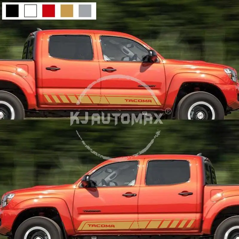 KJAUTOMAX для Toyota Tacoma черная наклейка виниловая наклейка Серебряная боковая полоса комплект Пять цветов на выбор