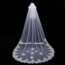 Новинка, 3 м, однослойная кружевная кромка, белая и слоновая кость, свадебная фата, Длинная фата невесты, дешевые свадебные аксессуары, Veu de Noiva