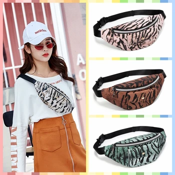

Popular Women Waist Pack Tiger Style Pocket Zipper Chest Bag Fanny Purse Phone Money Coin Travel Bags Make-up Pouch Waistbag