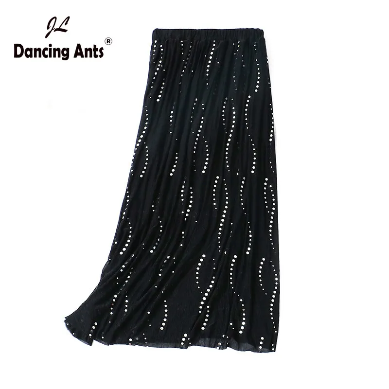 Женские длинные юбки эластичная сетчатая прямая юбка до середины икры с высокой