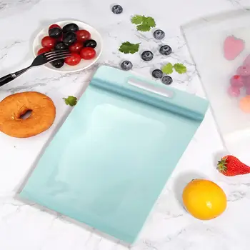 

Vacuum Silicone Fresh-keeping Bag Self-sealing Portable Food Bag Fruit Vegetable Divided Soup Frozen Storage Bag 100% Silica Gel
