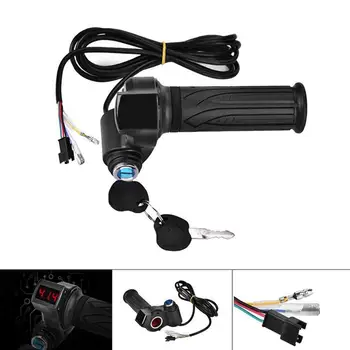 

24/36/48/60/72V LED Digital Meter Electric Bike Scooter Throttle Grip Handlebar with Power Switch LED display BicycleAccessories