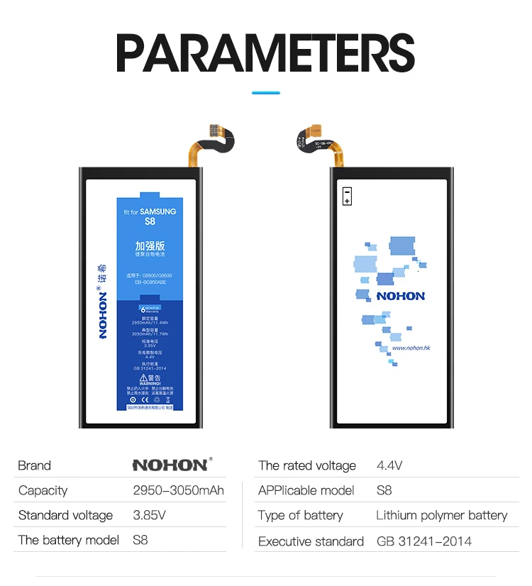 NOHON Batteyr для samsung Galaxy S8 S7 S6 Edge Plus G950F G930F G920F сменный аккумулятор EB-BG950ABE EB-BG935ABE телефона