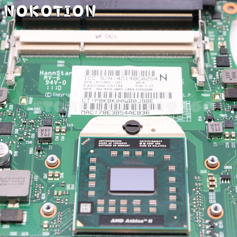 NOKOTION 611803-001 Motherboard For HP 625 325