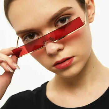 

Fashion Trend Woman Sun Glasses Women's Small Frame One-piece Square Frame Glasses Men 2020 Personalized Small Frame Sunglasses