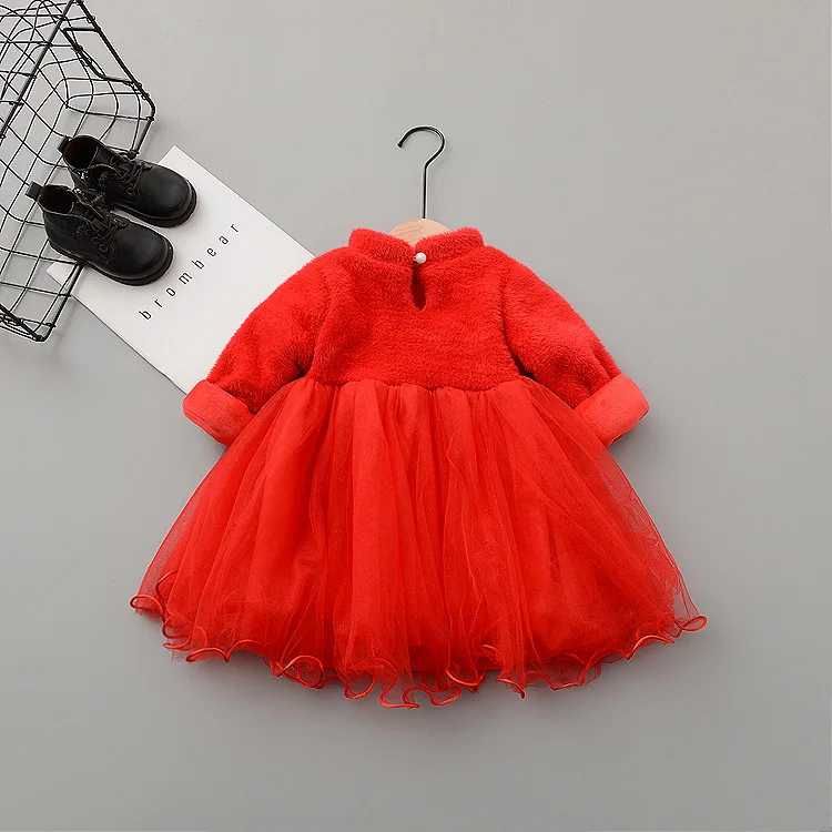 Детская одежда для девочек зимняя Толстая теплая кружевная юбка-пачка для маленьких девочек красное платье юбка Новогоднее платье юбка, платье принцессы для малышей, юбка для девочек