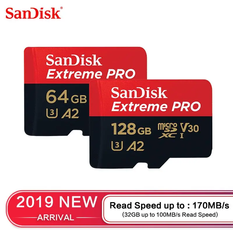 SanDisk Extreme PRO Micro SD карта скорость чтения 170 МБ/с./с 128 Гб 64 Гб U3 V30 A2 32 Гб A1 карта памяти SDXC флэш-карта TF карта 4K UHD