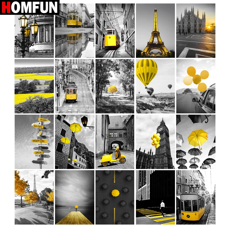 HOMFUN 5D Diamond Embroidery Needlework Kit &quotBeautiful scenery yellow&quot Diy Painting Cross Stitch Home Decoration Gift | Дом и сад