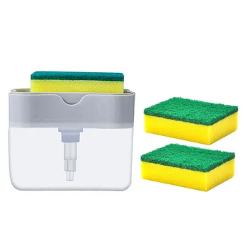 

2-in-1 Soap Dispenser Soap Pump Sponge Cadd Kitchen Manual Press Liquid Soap Dispenser