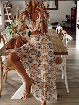 

Leaf Print Beach Dress Deep V Neck Womens Tunic Half Sleeve Beach Cover Up Belt Summer Beach Dress Cover Up Beach Woman