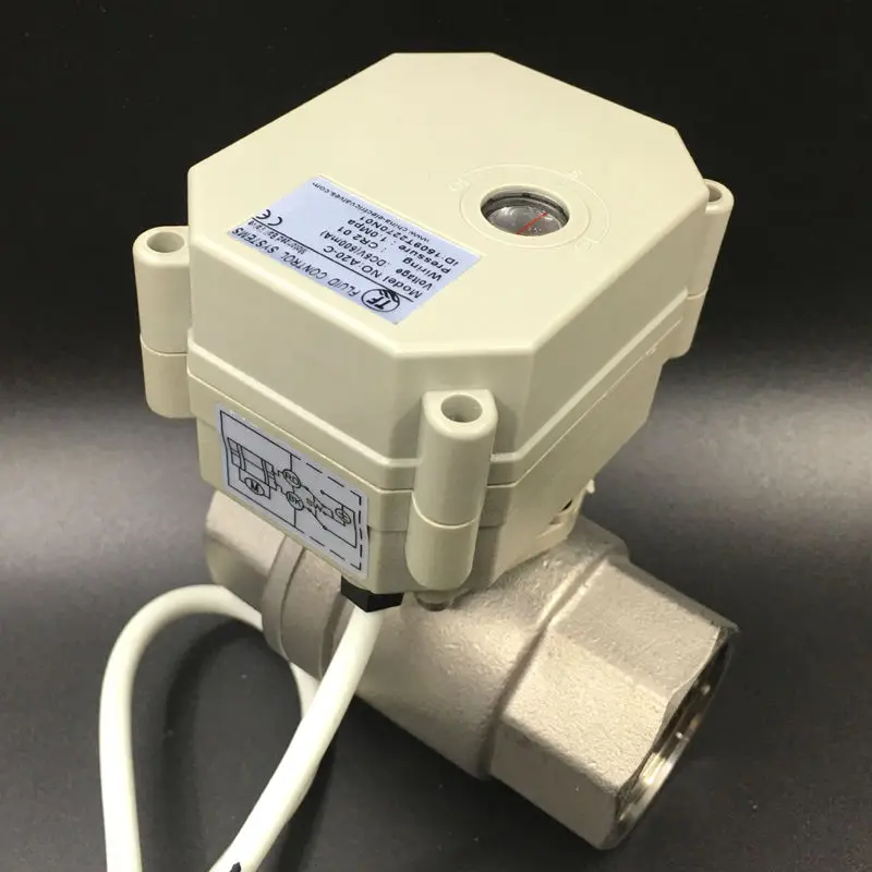 Spring Return BSP/NPT 1'' Full Port Normal Open/Close Electric Ball Valve TF25-S2-C SS304 DN25 AC110-230V 2 Wires