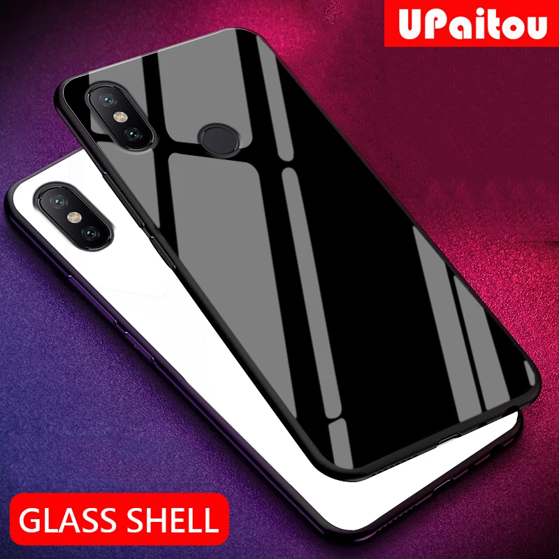 UPaitou Luxury Tempered Glass Case for Xiaomi Redmi 8A 7A K20 Note 8 7 S2 6A 6 Pro 5A Prime TPU Bumper Shockproof |