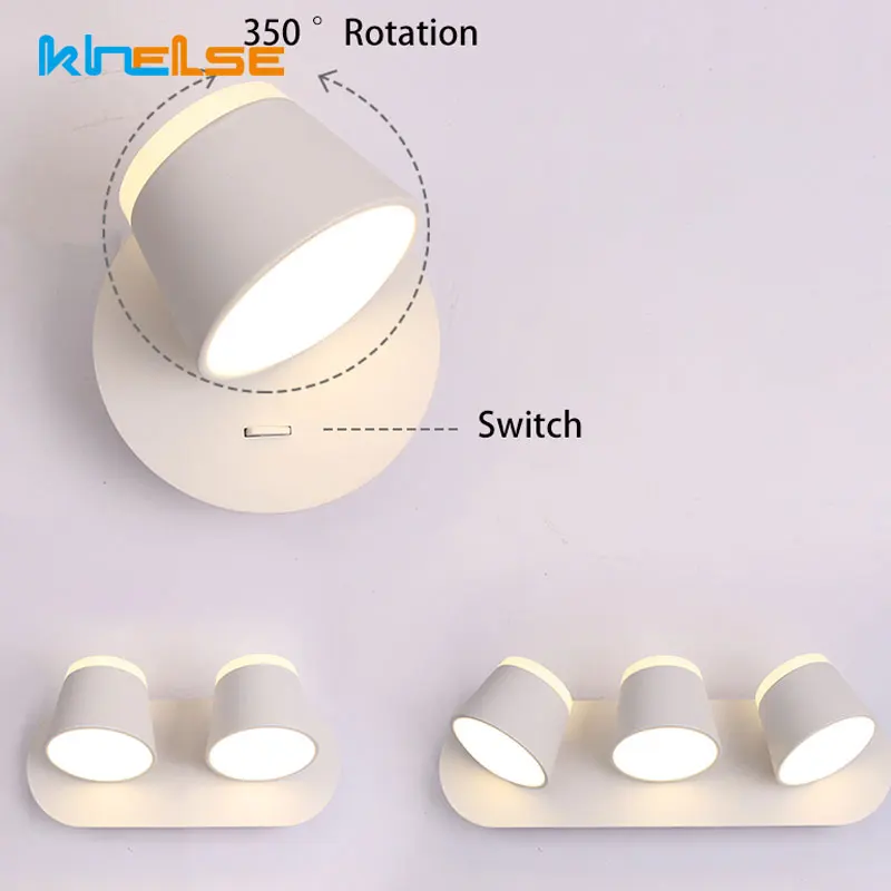 Lâmpada de Parede Luzes de Metal Interruptor de Toque Espelho do Banheiro Lâmpada de Leitura Modern Interior Ajustar Girar Regulável Quarto Luminárias Luminária