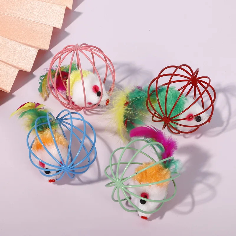 Mouse toy manufacturers selling real feather tail cage 6 cm cat catches the ball with funny toys | Дом и сад