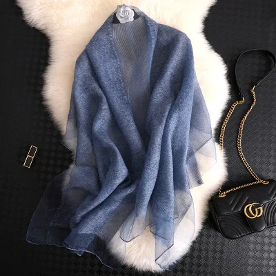 Модный Шелковый шерстяной шарф для женщин пашмины дамские шарфы шаль женские обертывания бандана шарф хиджаб принт мягкие пляжные палантины - Цвет: S-31 blue