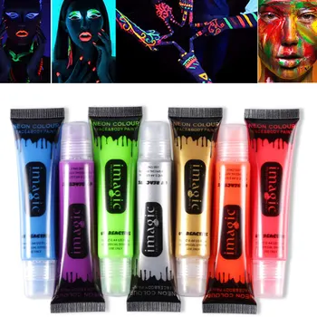 

Imagic Neon Color Body & Face Painting Makeup UV Reactive Flash Tattoo Tempaorary Shining Run Glow Dark Oil Paint Fluorescent
