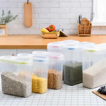 

Kitchen Storage Bucket Sealing Jar Box Grains Plastic Covered Storage Tank Dried Fruit Sealed Tank Container Gadgets Accessories