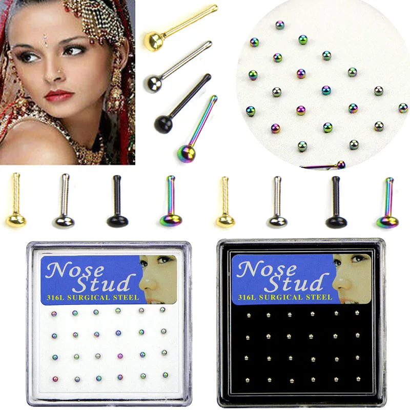 

24Pcs/Set Stainless Steel Tragus Piercing Body Jewelry Ball Titanium Labret Lip Stud Chin Eyebrow Nose Stud Ring Bar