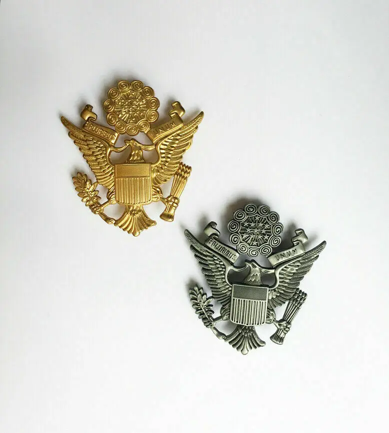 Two WWII US Officer Army Pluribus Unum 