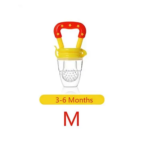 Feeding yellow M Детские Еда Соска Силиконовая бутылочка-успокоитель фрукты Кормовые принадлежности Соска-пустышка подающий инструмент детская соска попытаться бит есть - Цвет: Feeding yellow M