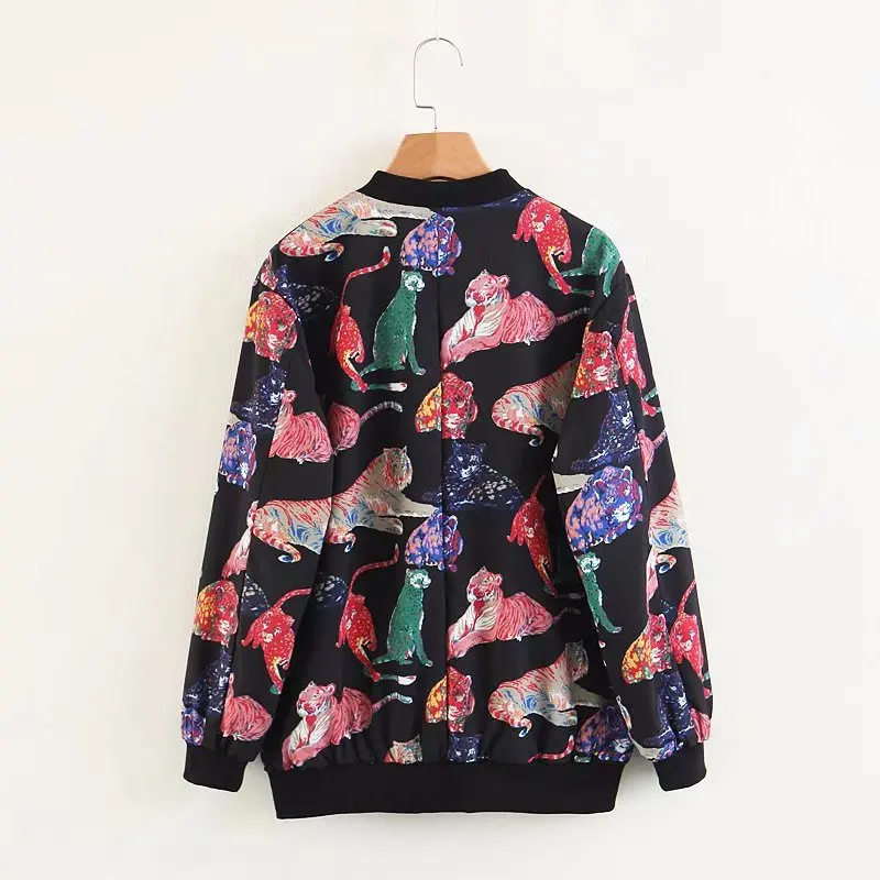 

F2409-Western Style WOMEN'S Dress 2019 Spring And Autumn New Style Stand Collar Animal Printed Jacket Women's