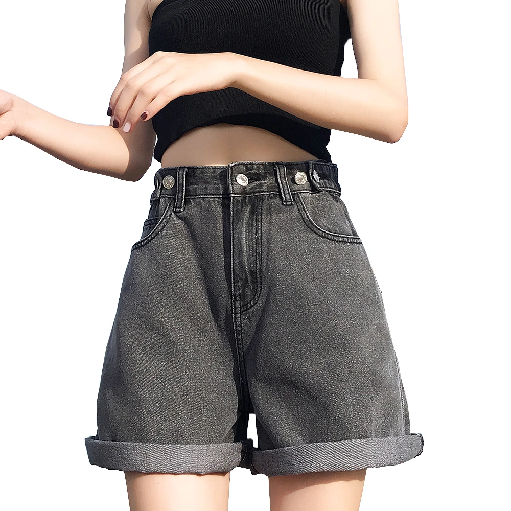 black high waisted baggy shorts
