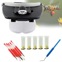 Аксессуары для прививки, прочный Набор для пчеловодства, инструмент для пчеловодства, Выдвижной светодиодный светильник, лупа, канюля, профессиональная игла, безопасная, многофункциональная