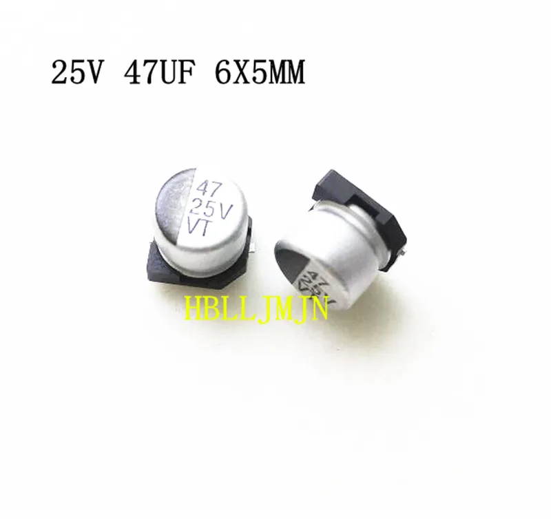 100pcs 25V 47uF 6*5 MM SMD Aluminum electrolytic capacitors 6X5MM | Электронные компоненты и принадлежности