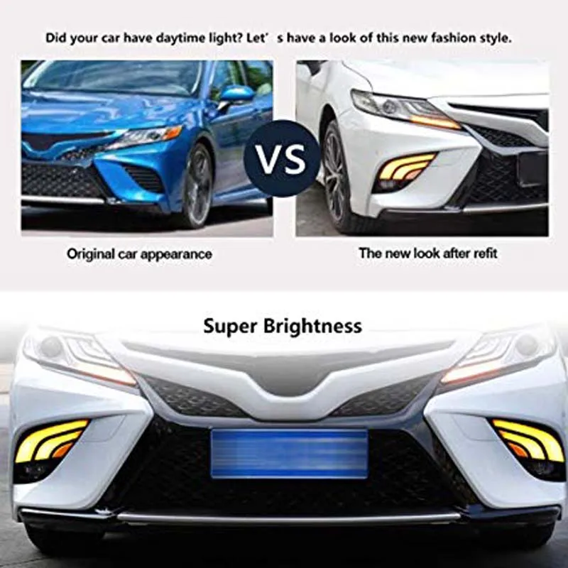 2 шт. drl для toyota camry противотуманный светильник s XSE SE Дневной светильник противотуманная фара дневной ходовой светильник сигнал поворота авто аксессуары