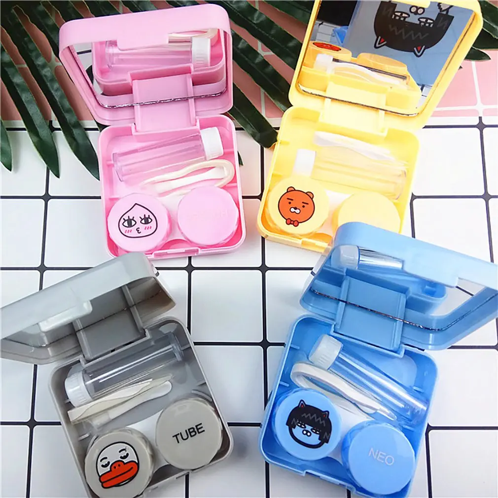

Hot Cute Creative Cartoon Contact Lens Cleaning Box 6015 Eye Care Kit Portable Contact Lens Box Home Travel Storage Mirror Case