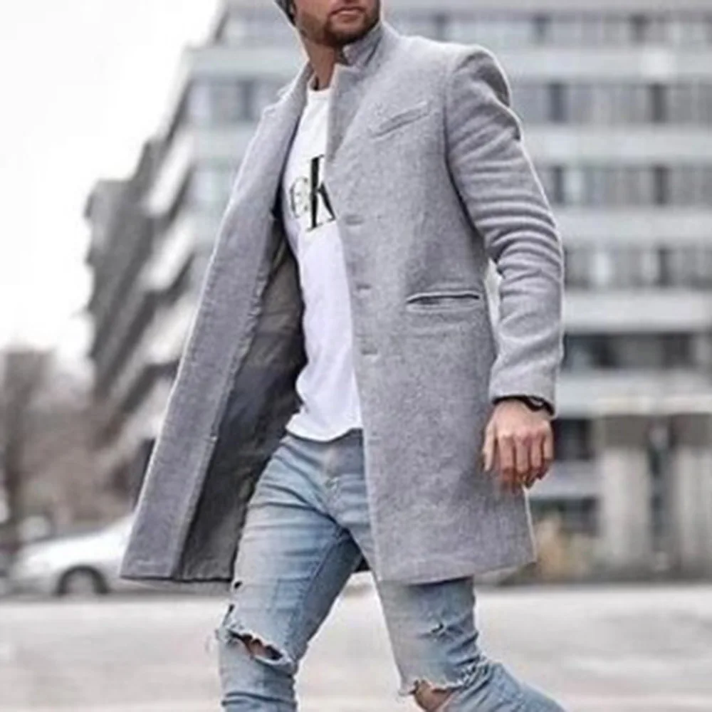 50% OFF Autumn Winter 2019 Fashion Wool Coat Men Plus Size Outwear Black Warm Men's Long Blazer Coats Office Overcoat Tailored Coats 4XL