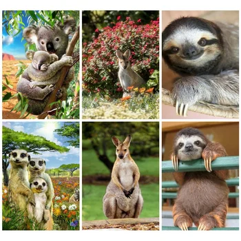 

Huacan Diamond Painting Full Square Animal Decorations For Home Mosaic Kangaroo Handicraft Diamond Art