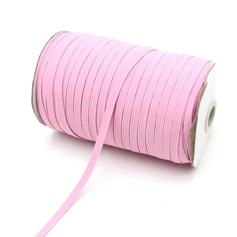 01 Pink 100Y 6 мм красочные плоские эластичные ленты высокая эластичная канатная Резиновая лента спандекс лента швейная отделка пояс-ремень аксессуары для одежды - Цвет: 01 Pink
