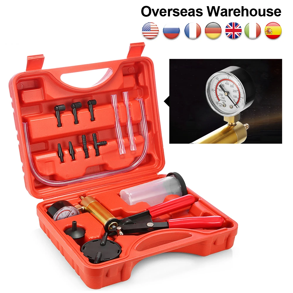 Mr Cartool-Herramientas de purga de líquido de freno, vacío Manual, Kit de probador de bomba de vacío, medidor de presión de bomba de aluminio