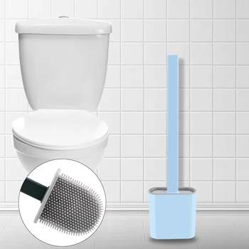 

Silicone Toilet Brush with Base Floor-Standing Rubber Head Holder Cleaning Brush Bathroom Cleaning Set Household Supplies