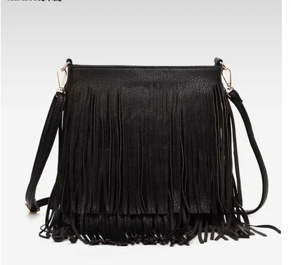 Модная маленькая черная Золотая сумка с кисточками Женская винтажная женская сумка-мессенджер