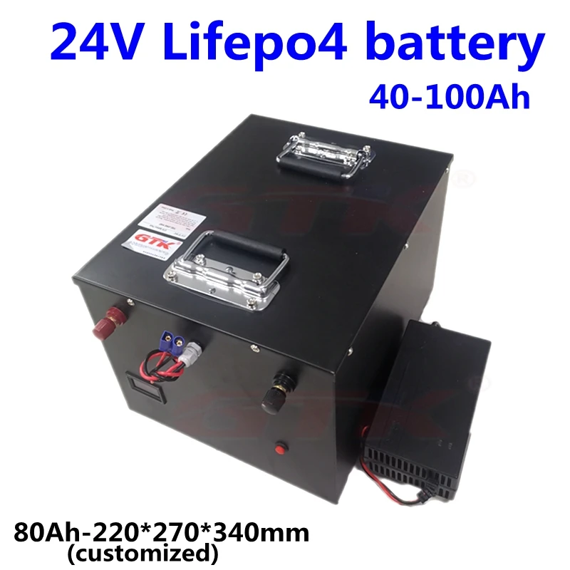 Литиевая батарея Waterprrof 24V 40Ah 50Ah 60Ah 70Ah 80Ah 100Ah LiFepo4 с BMS для солнечной системы дома на