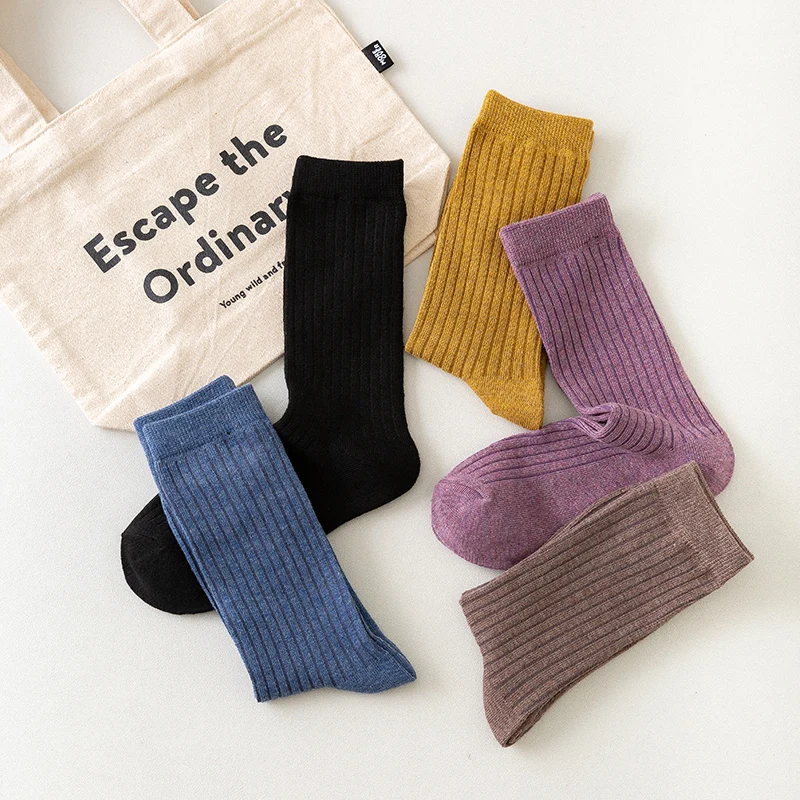 CARTELO Spring Women Solid Color Thin Socks Ladies Middle Tube Socks Colorful Cusal Girls Breathable Cotton Adult Casual Sox